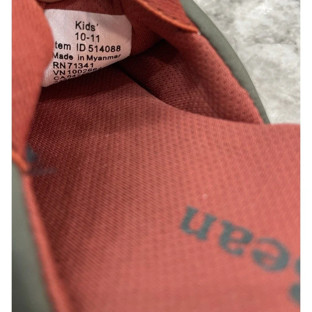 L.L. Bean Kids' Airlight Light Green Orange Slippers Elastic Strap Sz 10-11 New